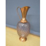 Copper and glass lamp H50cm approx (plug removed)