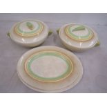 Wedgwood art deco hand painted tureens x 2 and 2 oval platters