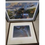2 aircraft limited edition prints 'Lancaster Bale out' 75x26cm and 'Lightening encounter' 90x69cm