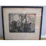 Etching titled 'caravan' signed L. Stockbury?