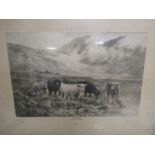 Pair Victorian Highland Cattle pictures 'In the Trossachs' 'Loch Katrine' 69 x 54cm signed bottom