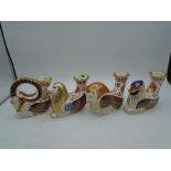 4 Royal Crown Derby Imari Mythical Beast Candlestick Holders to incl Goat, Lion, Bull and Griffin (