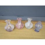4 Caithness glass vases H10cm approx