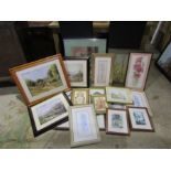 Large lot of framed prints and tapestries