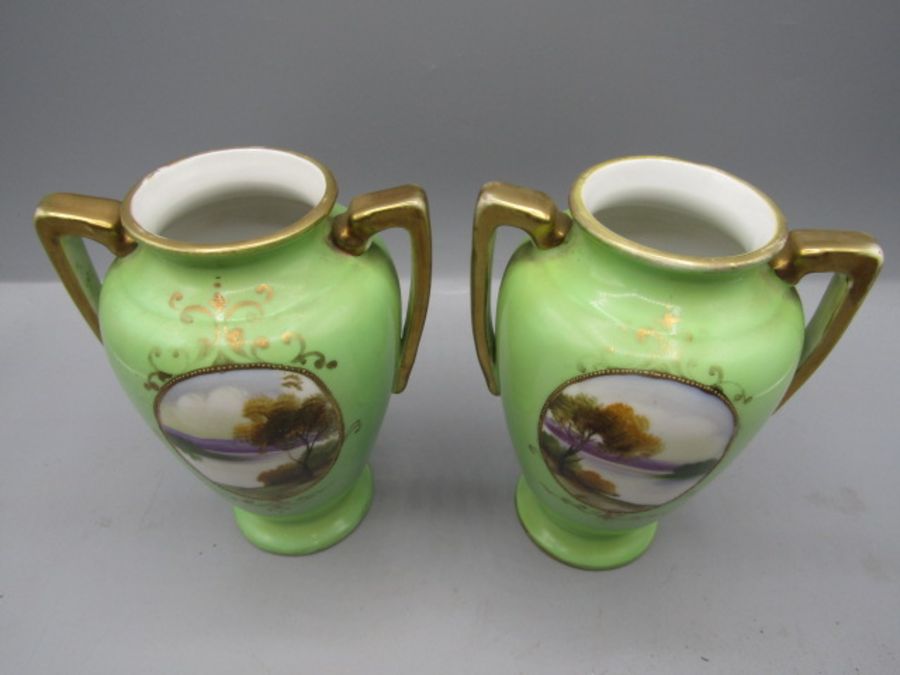 Noritake hand painted Japanese vases 14cmH - Image 2 of 4