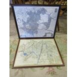 2 Local interest framed maps to include the Fens. 42cm x 56cm approx