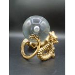 Coiled gold coloured dragon stand with large heavy crystal ball