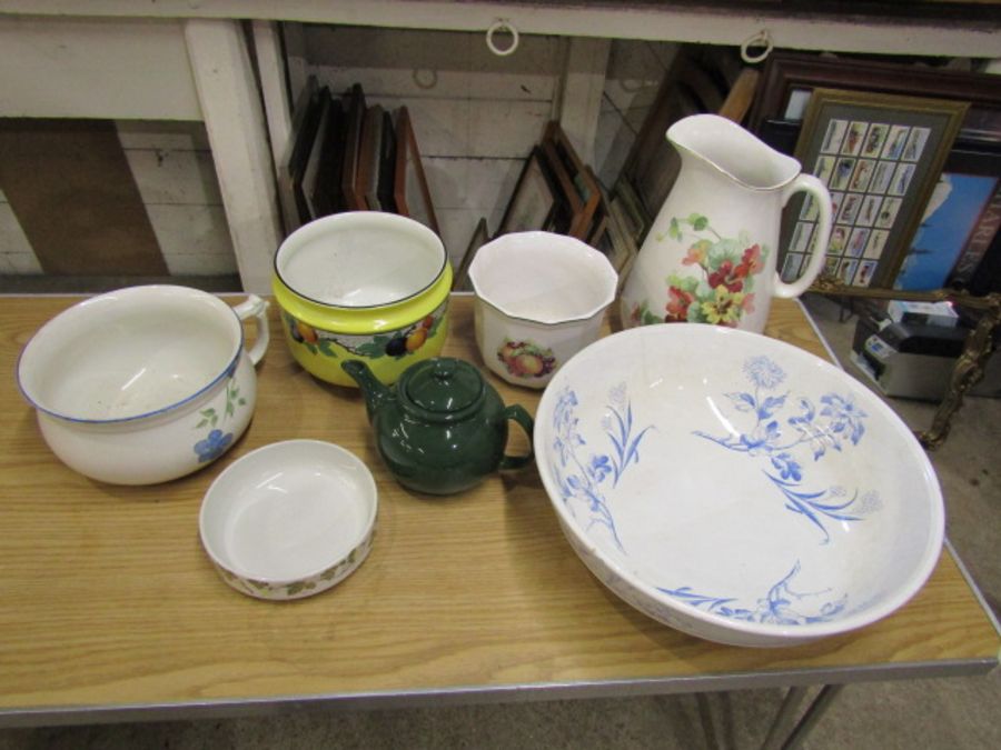 Large bowl, jug, plant pots and teapot etc