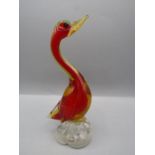 Red Murano glass duck 22cmH