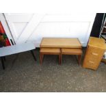 retro coffee table with 2 nesters, a formica topped coffee table and 2 drawer piece