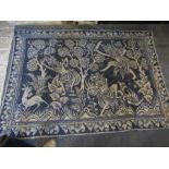 Vintage French Batik wall hanging in black and gold 137x190cm approx