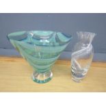 2 Glass vases to include LSA International handmade in Poland H23cm approx