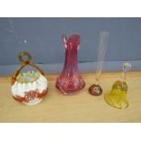 Glassware to include Caithness bell and Portuguese Bud vase etc