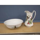 Jug and bowl set depicting birds