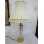 Brass and glass bead filled lamp base with shade