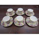 Royal Winton 'Wellbech' 6 cups & saucers
