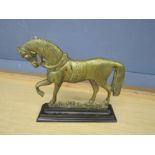 Brass horse doorstop on cast iron base H14cm approx