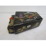 Vintage Chinese lacquered musical jewellery box with ballerina and compartments 23x17cm