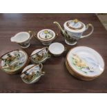 Japanese part tea set  for 6 one side plate missing