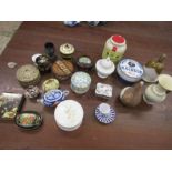 Various trinket boxes, inc Holkham pottery pot, Camembert pot and lidded pots etc