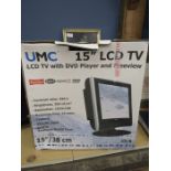 UMC 15" LCD tv  with dvd player and freeview, in box, with remote