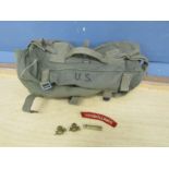1945 U.S Army bag and military badges etc