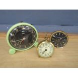 3 Vintage wind up alarm clocks