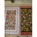 Oriental story telling needlework quilt and an Indian inspired tapestry