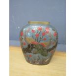 Cloisonné style Peacock vase H23cm approx