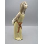 Lladro 'Naughty girl with straw hat' #5006 25cmH hat restored