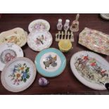 Vintage Bursley ware hand painted plate and other Various china inc lemon squeezer, toast rack,