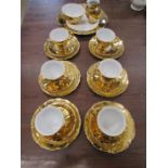 Bareuter Bavaria gold plated German part teaset- 6 cups and saucers, 6 cake plates and 1 serving