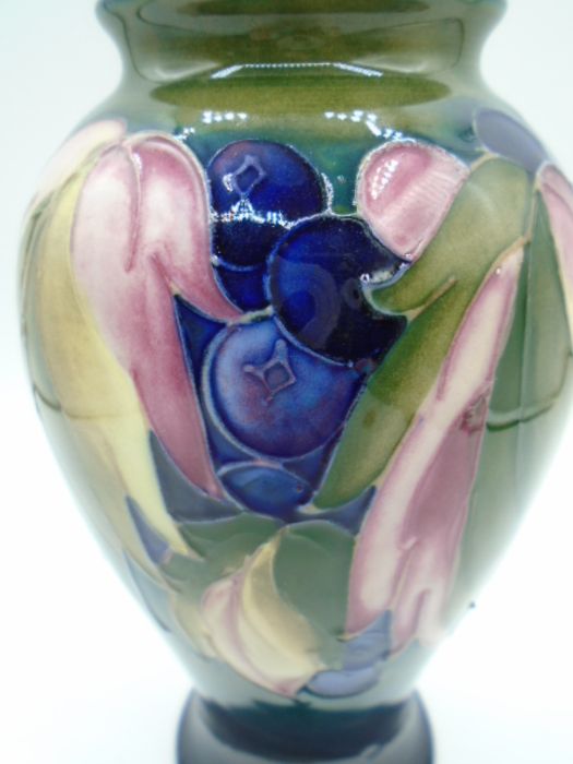 Moorcroft Leaves and Fruit pattern vase, baluster form, the decoration on a graduated olive green to - Image 6 of 6