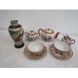 19thC Chinese vase and tea set for 2 a/f