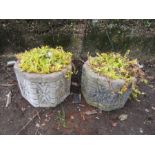 Pair of concrete garden pots H25cm approx