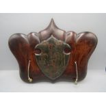 A Chinese hardwood plaque  33cm W x 26cmH