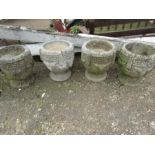 4 concrete plant pots