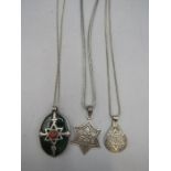 3 star of David necklaces star shaped pendant stamped 925,