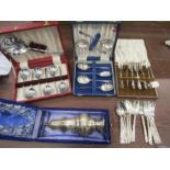 Boxed cutlery sets, boxed flour sifter and flatware