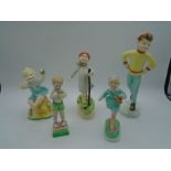 5 Royal Worcester Freda Doughty days of the week figurines to incl Tuesdays child 3534 (app 20cm