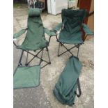 2 camping chairs, one with leg rest