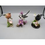 3 Country Artists birds- Chaffinch, Blackbird and Wagtail? in good condition with no losses or