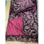 John Lewis maroon beaded throw and matching cushion throw is for foot of bed