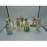 7 Royal Worcester Freda Doughty Days of the Week Children Figurines to include Mondays child is fair