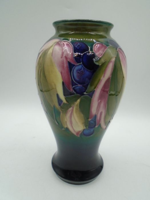 Moorcroft Leaves and Fruit pattern vase, baluster form, the decoration on a graduated olive green to - Image 5 of 6