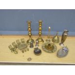 Mixed metalware to include candlesticks and ashtrays etc