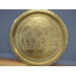 large brass charger/table top with Eastern design 65" dia