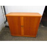 Retro cupboard with double tambour doors and key H103cm W122cm D46cm approx