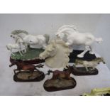 Beswick Spirit horse figure, 3 small horse figures, a resin horse bust and one other horse figure