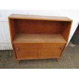 Mid century cabinet on legs with sliding doors H93cm W91cm D29cm approx